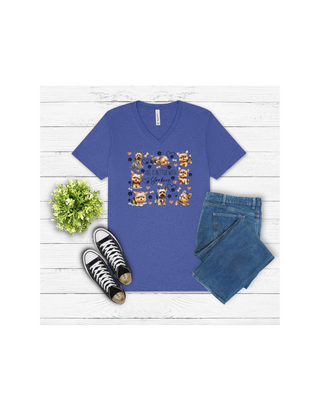 Yorkie Lover V-Neck T-Shirt unisex casual cotton tee with durable seams and ribbed collar