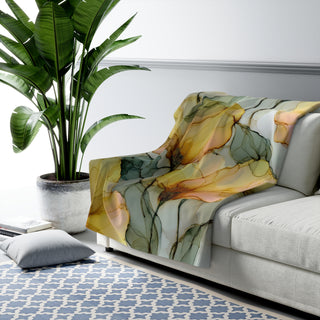 Yellow Tuips Sherpa Fleece Blanket
