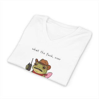 Funny Froggy V-Neck T-Shirt with humorous graphic and snug fit in various sizes