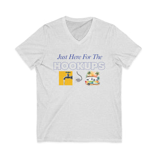 Just Here For The Hookups RV Camping V-Neck T-Shirt