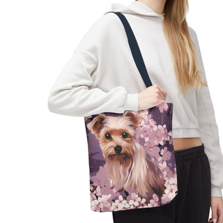 Yorkshire Terrier Violet Floral Tote Bag