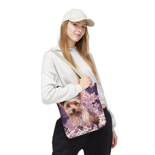 Yorkshire Terrier Violet Floral Tote Bag