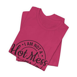 Hot Mess Spicy Disaster lightweight cotton t-shirt with cheeky hand-lettered print