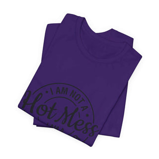 Hot Mess Spicy Disaster lightweight cotton t-shirt with cheeky hand-lettered print