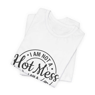 Hot Mess Spicy Disaster lightweight cotton t-shirt with cheeky hand-lettered print and classic crew neck