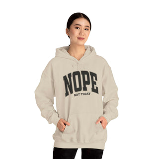 Not Today Hoodie sweatshirt with kangaroo pocket and adjustable hood, 50% cotton blend, adult casual wear