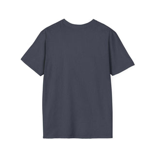 Back view of dark gray Camping Adventure Unisex T-Shirt made from soft, lightweight cotton with a classic fit and crew neckline