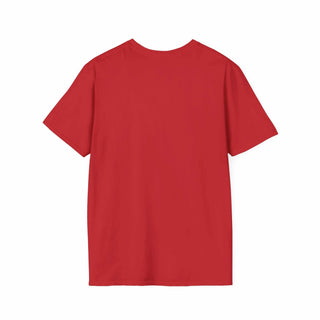 Red unisex Camping Adventure T-shirt made of soft, lightweight ring-spun cotton with a classic fit and crew neckline.