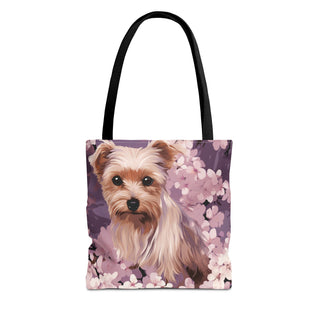 Yorkshire Terrier Violet Floral Tote Bag