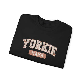 Cozy Yorkie Mom Crewneck sweatshirt with embroidered detail, soft fleece, and durable stitching for dog lovers