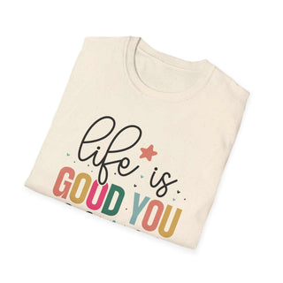 Life is Good You Should Get One V-neck t-shirt with size guide and soft cotton material