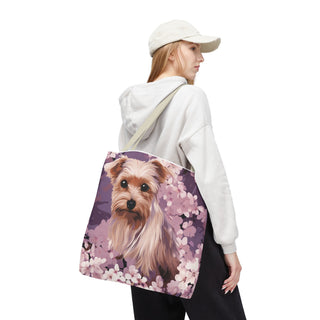 Yorkshire Terrier Violet Floral Tote Bag