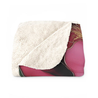 Jeweled Ombre Sherpa Blanket with floral print and plush sherpa fleece, 50x60 inches, jewel tones and soft gold accents