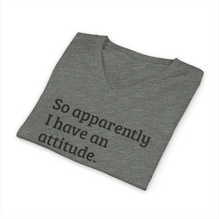 Attitude V-Neck T-Shirt lightweight cotton casual tee with witty slogan and retail fit