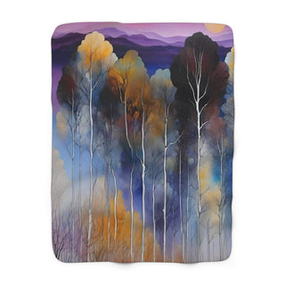 Sherpa Fleece Blanket — Autumn Moonlit Forest Throw