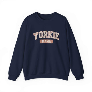 Cozy Yorkie Mom Crewneck sweatshirt with embroidered "Yorkie Mama" text for dog lovers