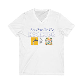 Just Here For The Hookups RV Camping V-Neck T-Shirt