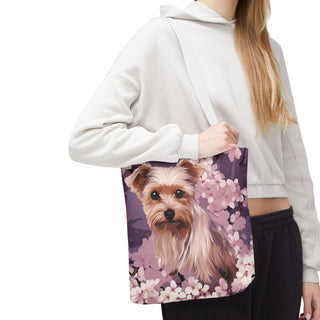 Yorkshire Terrier Violet Floral Tote Bag