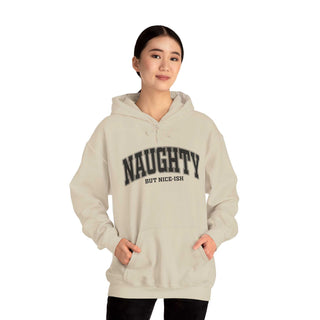 Naughty But Nice-ish Hoodie sweatshirt in cotton-polyester blend with adjustable hood and kangaroo pocket, casual and cozy style