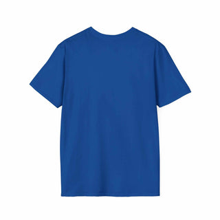 Blue unisex Camping Adventure T-Shirt made of lightweight ring-spun cotton with a classic crew neck design.