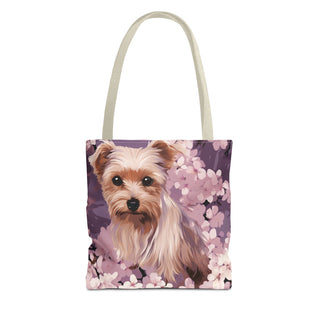 Yorkshire Terrier Violet Floral Tote Bag