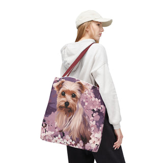 Yorkshire Terrier Violet Floral Tote Bag