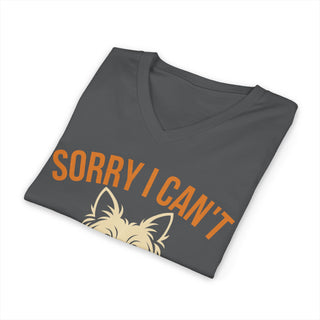 Sorry I Can't I Have Plans With My Yorkie V-Neck T-Shirt