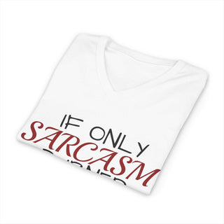 Sarcasm Burned Calories V-neck T-shirt with humorous text, lightweight cotton, and modern fit