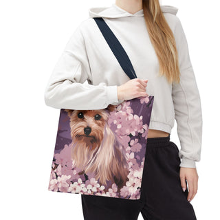 Yorkshire Terrier Violet Floral Tote Bag