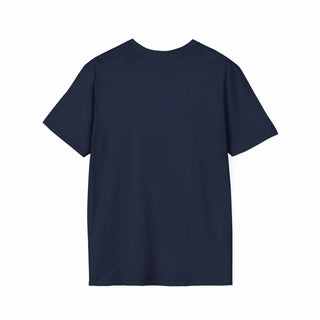 Navy blue Camping Adventure unisex T-shirt made of lightweight ring-spun cotton with a classic fit and crew neckline.