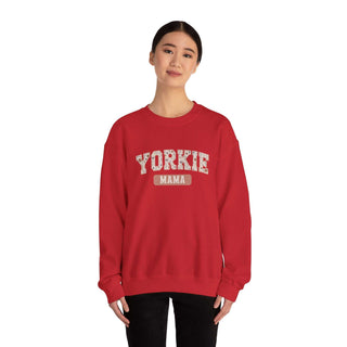 Cozy Yorkie Mom Crewneck sweatshirt with embroidered detail, medium-weight fleece, and durable stitching for dog lovers