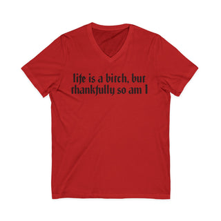 Life is a bitch, but thankfully so am I V-Neck T-Shirt