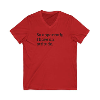 Lightweight attitude V-neck t-shirt with witty text and retail fit