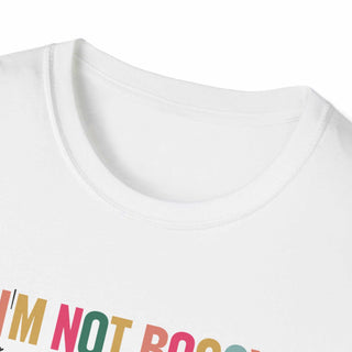 Unisex "I'm Not Bossy" V-neck t-shirt with empowering slogan and soft cotton fabric