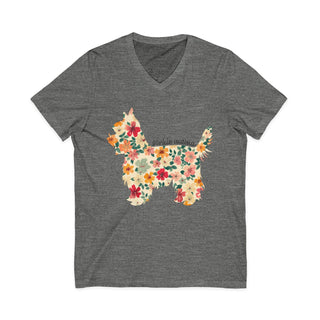 Yorkie Mama Floral V‑Neck T-Shirt