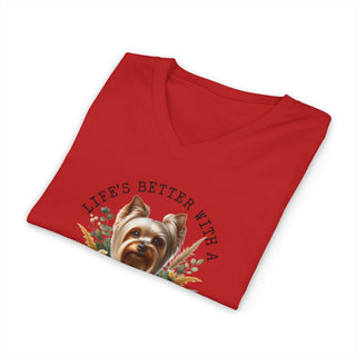 Life's Better With a Yorkie V Neck T-Shirt