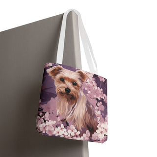 Yorkshire Terrier Violet Floral Tote Bag
