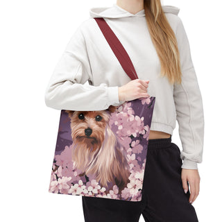 Yorkshire Terrier Violet Floral Tote Bag