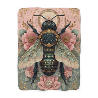 Pink Bee Floral Sherpa Blanket g