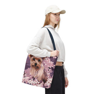 Yorkshire Terrier Violet Floral Tote Bag