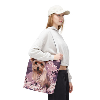 Yorkshire Terrier Violet Floral Tote Bag