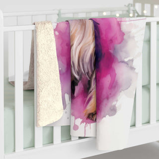 Yorkshire Terrier watercolor portrait on soft sherpa fleece blanket 50x60 inches