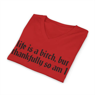 Life is a bitch, but thankfully so am I V-Neck T-Shirt