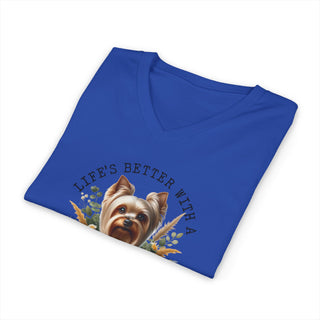 Life's Better With a Yorkie V Neck T-Shirt