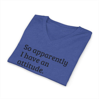 Attitude V-Neck T-Shirt lightweight cotton casual top with witty text and retail fit