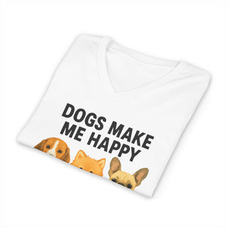 Dogs Make Me Happy, Humans Make My Head Hurt V-Neck T-Shirt
