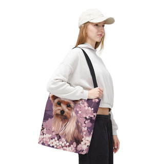 Yorkshire Terrier Violet Floral Tote Bag