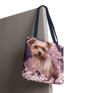 Yorkshire Terrier Violet Floral Tote Bag