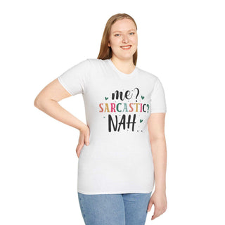 Me Sarcastic? unisex softstyle t-shirt with sarcastic humor design, comfortable 100% cotton tee for adults
