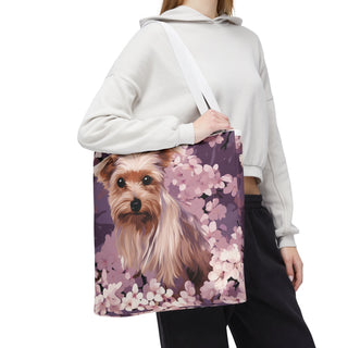 Yorkshire Terrier Violet Floral Tote Bag